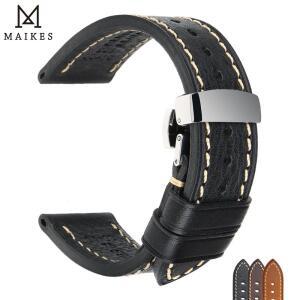 MAIKES 수제 시계 밴드 MONTBLANC Tudor Watchbands 용 나비 버클 팔찌가있는  암소 가죽 스트랩