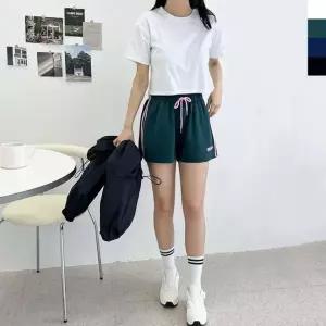 트레이닝 반바지 여성 숏팬츠 3부 홈웨어 쿨 반바지 투라인