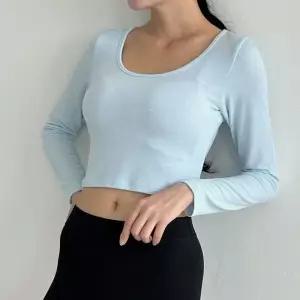 긴팔티 여성 크롭티 하찌 라운드 스판 티셔츠 가을 홈웨어