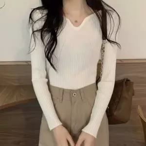 골지 브이넥 기모안감 여성 긴팔 티셔츠 LK-T030