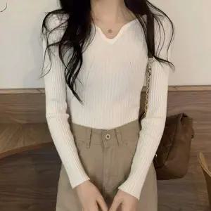 골지 브이넥 기모안감 여성 긴팔 티셔츠 LK-T030