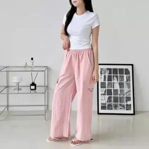 카고바지 와이드 팬츠 바스락 스트링 하의 여성 바지
