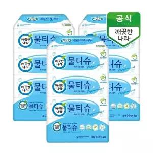 깨끗한나라 물티슈 페퍼민트 블루 휴대형 30매 4입x3팩 301897