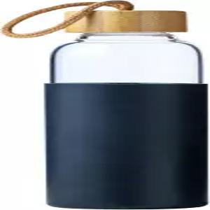 실리콘 슬리브와 대나무 뚜껑이 있는 wangsdjy 21oz 유리 물병 체육관 사무실 여행용 BPA 무료 재사용