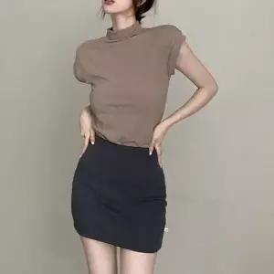티셔츠 여성 반팔 터틀넥 크롭 여름 데일리 상의