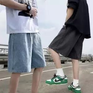 반바지 남자 여자 쿨 스판 밴딩 청바지 루즈핏 숏팬츠