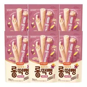 아이배냇 아기 간식 롱떡뻥 쌀과자 개별포장 자색고구마 30g 6개 국 GST