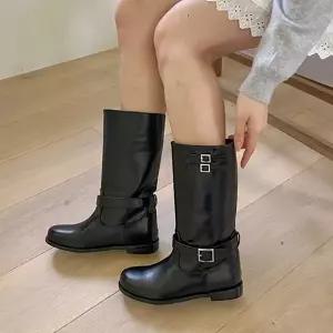 [오르토]봄 가을 데일리 여성 미들 라인 부츠 버클 벨트 코디