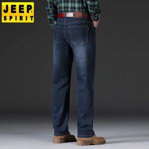 JEEP SPIRIT 가을 겨울 남성 청바지 루즈핏 스트레이트 캐주얼 패션 워싱 데님 팬츠