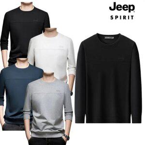 JEEP SPIRIT  남자 맨투맨 긴팔티 데일리 오버핏 무지 면질 티셔츠