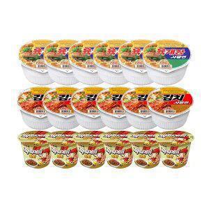 농심 육개장사발면, 86g, 6개 + 김치사발면, 86g, 6개 + 짜파게티범벅, 70g, 6개
