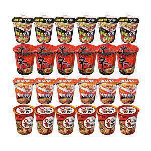 농심 신라면컵, 62g, 6개 + 튀김우동컵, 62g, 6개 + 새우탕컵, 67g 6개 + 오징어짬뽕컵