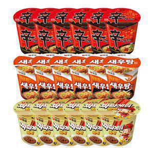 농심 신라면컵, 65g, 6개 + 짜파게티범벅, 70g, 6개 + 새우탕컵, 67g, 6개