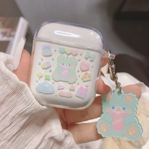 최신 귀여운 에어팟 케이스 투명 곰돌이 민트색 / airpod 1세대 2세대 3세대 프로
