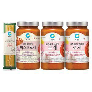 청정원 파스타소스, 로제, 600g, 2개 + 비스크로제, 600g, 1개 + 스파게티면, 500g, 1