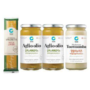 청정원 파스타소스, 알리오올리오, 360g, 2개 + 머쉬룸투움바, 350g, 1개 + 스파게티면