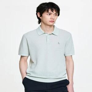 헤지스 남성 26SS [시즌오프][HAZZYS WAVE] 파스텔 그린 아이스 리플 카라 니트 HZSW6