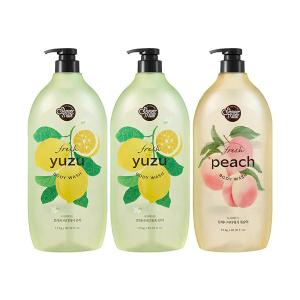 샤워메이트 바디워시 유자 1.2kg, 2개 + 바디워시 복숭아 1.2kg, 1개