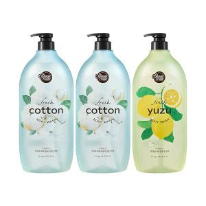 샤워메이트 바디워시 클린코튼 1.2kg, 2개 + 바디워시 유자 1.2kg, 1개