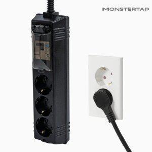 몬스터탭 국산 블랙 고용량 누전차단 3구 1.5M 멀티탭 슬림 납작 플러그