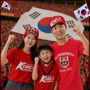 가족 단체티 가벼운 월드컵 붉은악마 반팔티셔츠 응원티셔츠