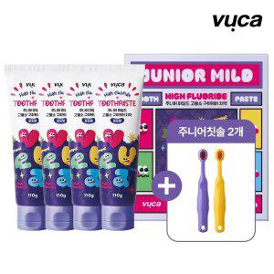 [최종 11,960] [뷰카] 주니어 고불소 비건 치약 포도향110g 4개+점보칫솔 2개 주니어