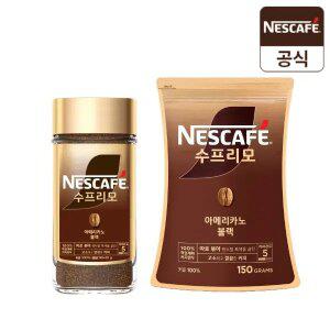 [중복5%+5만원이상사은품] 네스카페 수프리모 아메리카노 블랙 세트(병 100g + 파우치