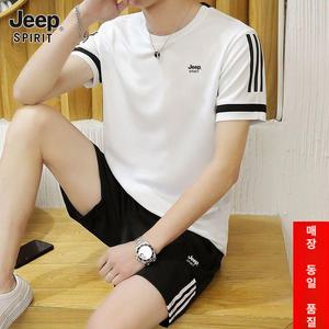 JEEP 여름 스포츠 세트 남성 의류 트레이닝세트 운동복 반팔 티셔츠