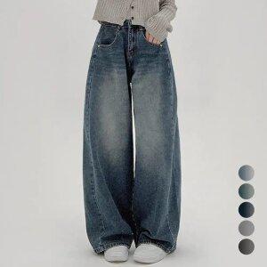 코모도 여성 와이드 청바지 사이드 절개 라인 롱 벌룬핏 데님 팬츠 ( 2단기장 ) 6000