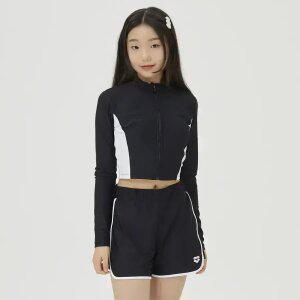 [아레나수영복] 인스파이어 아동 레저 집업 래쉬가드 세트 A4BG1GS81BLK
