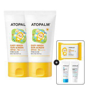 아토팜 이지워시 선스크린 SPF50+ PA++++ X2개 세트+[증정]클렌징패드30매+워시20ml+로