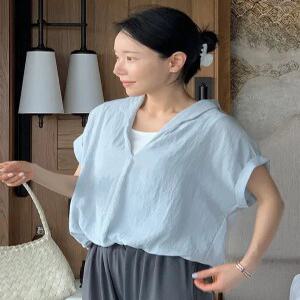페일 돌먼슬리브 레이어드 반팔 블라우스 (one color)