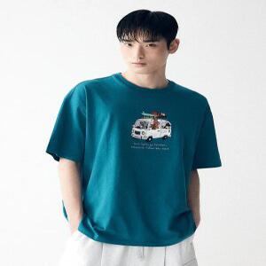 [BUCKET] BCKT FAMILY CAMPER VAN T-SHIRT [BLUE GREEN]
