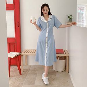[제작/빅사이즈]이블렛 듀엘브 카라 배색 원피스 제이스타일