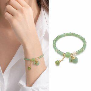 오로라샤인 행운 네잎크로버 복주머니 재물운 성공운 옥팔찌