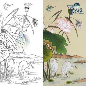 연화도 1 민화 도안 동양화 한국화 그림 그리기