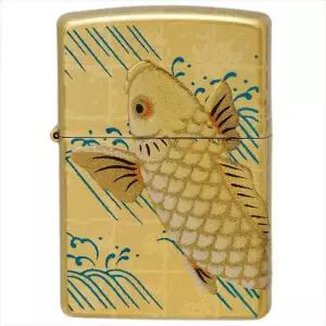 지포 라이타 ZIPPO 라이터 잉어 3면 가공 본금 도장 금 탱크 골드