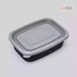 EH 사각 죽용기 중 50개 검정 뚜껑세트 파스타 볶음밥 배달 포장
