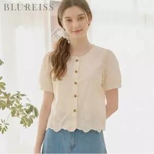 [블루레이스] 레이스 펀칭 코튼 블라우스_B6M1BL5701