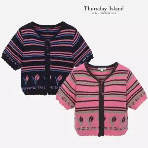 [써스데이아일랜드][Thursday Island] 튤립 자카드 단가라 가디건(T244MCD232W)