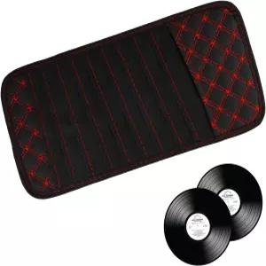 DVD 차량용 바이저 대용량 CD 케이스 방수 자동차용 선바이저 가방 홀더 범용 부품 레드 라인