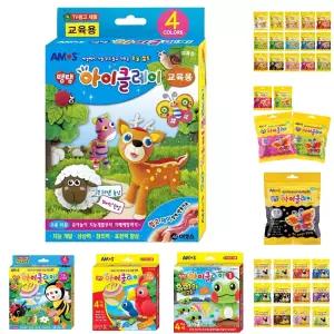 아모스 탱탱 아이클레이 10g x 4개/파스텔/클레이/점토/세트/만들기/재료/고무/찰흙/주물럭/공예/만두/놀이