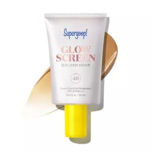 슈퍼굽 글로우스크린 SPF 40 - 프라이머 광범위 틴티드 자외선 차단제 블루 라이트 필터링에 도움 수분