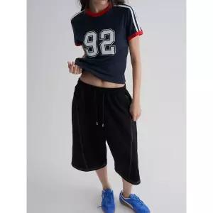 에잇세컨즈 여성 넘버링 슬림핏 티셔츠 네이비 125842MQER