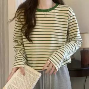 루즈핏 롱슬리브 티셔츠 봄 긴팔티 데일리 줄무늬 가을