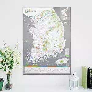 우리나라 명산지도 + 핀스티커 한국100대명산 백두대간 트래킹 등산지도 대한민국 지도