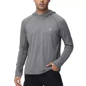 로드박스 남성 UPF 50+ 낚시 셔츠, 긴팔 UV 선 후드티, 하이킹 러닝 수영 운동 셔츠 1 A01-dark Gray Large