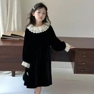 로로 레이스 벨벳 원피스 R12516