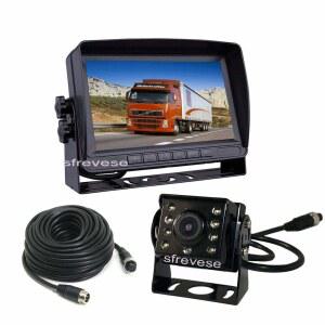 차량 백업 후방 자동차 카메라 모니터 키트 IP69 방수 야간 HD 1080P 7인치 IPS SD DVR 녹화 2CH 스플릿 버스 트레일러 RV 캠핑 트럭용 4핀 15M 케이블 포함