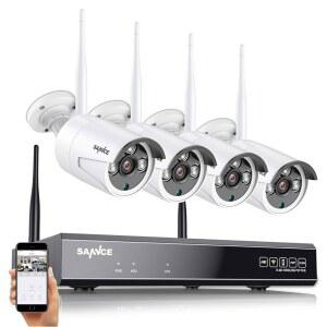 SANNCE 10CH 5MP NVR 올인원 무선 CCTV 카메라 시스템 방수 감시 IP 플러그인 향상 신호 P2P 스냅샷 이메일 알림 푸시 기능 포함